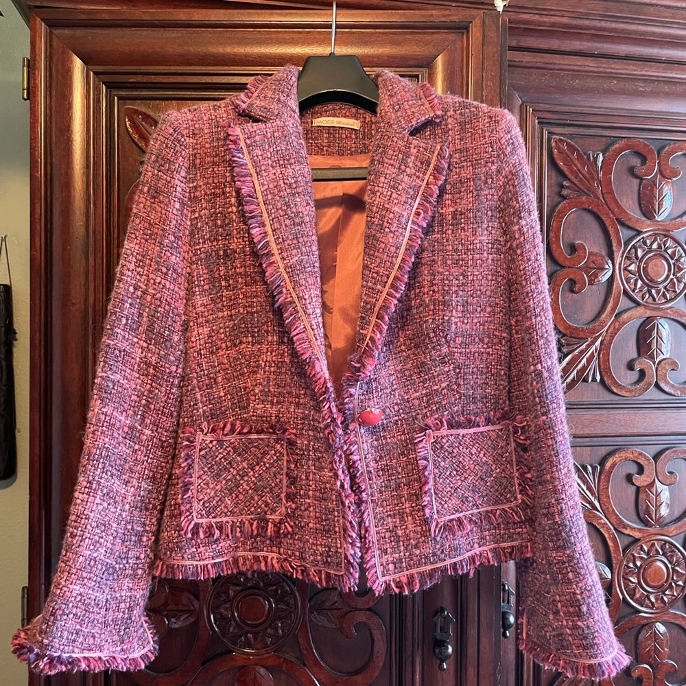Mode dark pink woven jacket